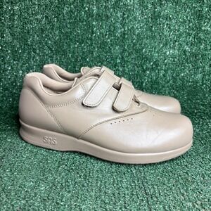 SAS Me Too Hook Loop Strap Comfort Walking Shoe Beige Leather Womens 8(Mens 6.5)